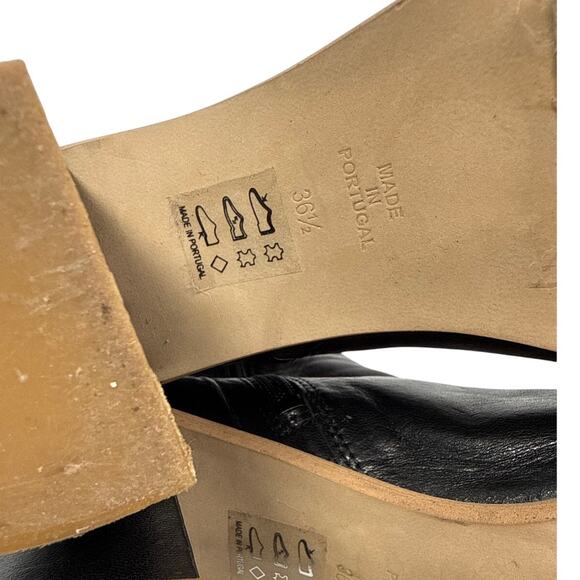 Free People Sienna Boots Block Heel Womens US 6 EU36.5 Black Leather Square Toe - Picture 11 of 11